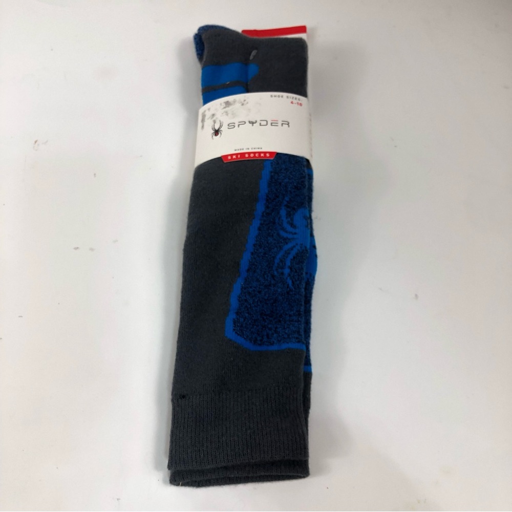 Spider Ski Socks Shoe Size 4-10 Grey and Blue